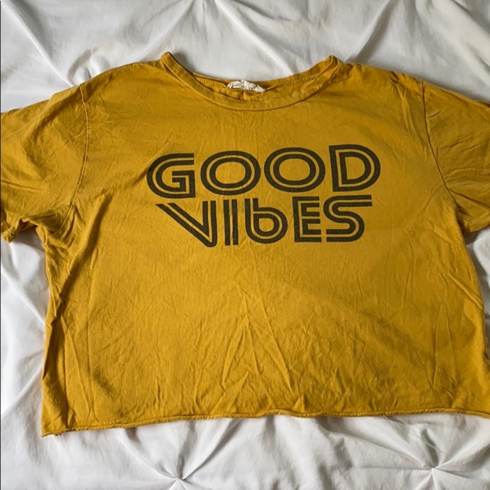 COPY - Mustard yellow “GOOD VIBES” short sleeve